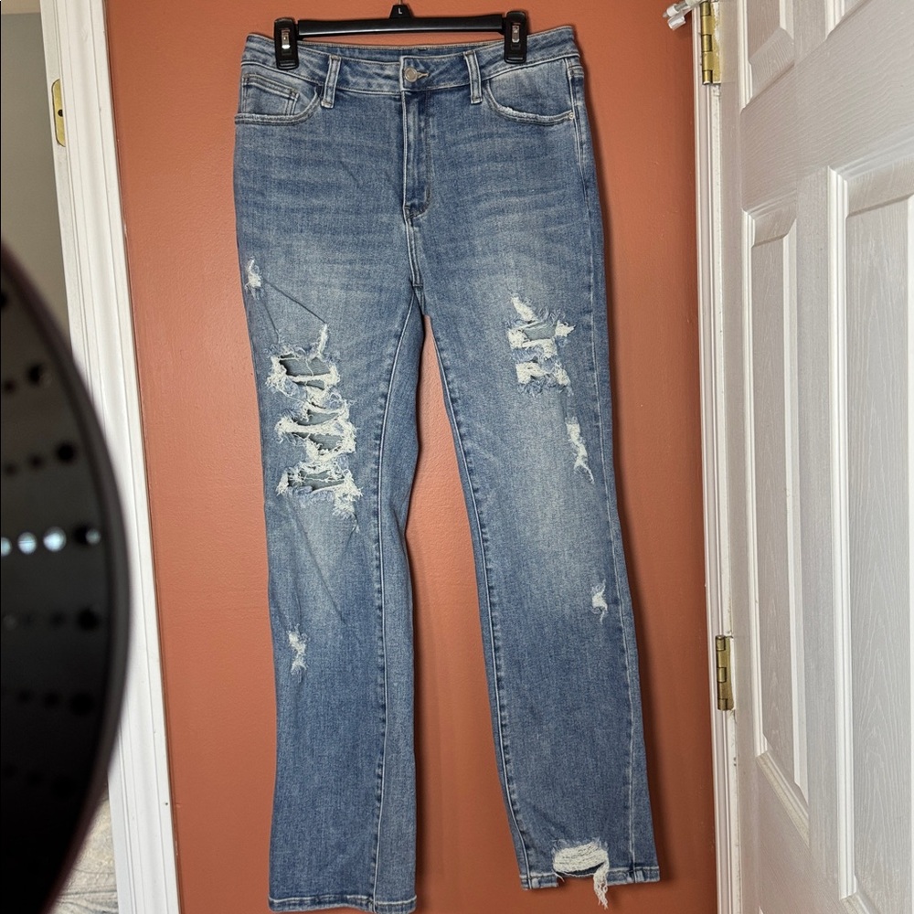 Distressed Blue Jeans